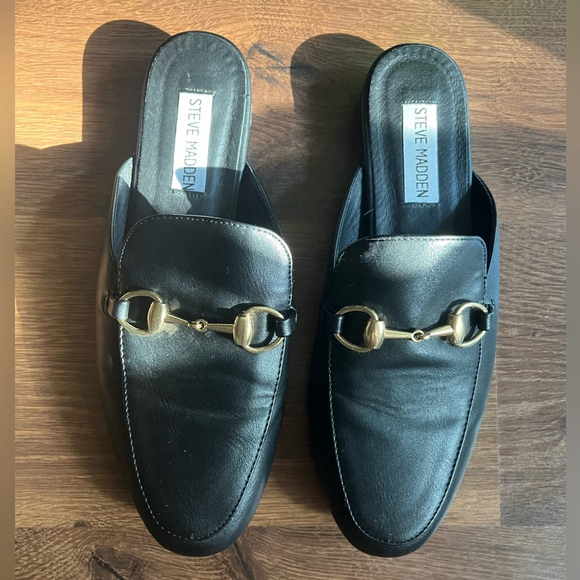 Steve Madden Gold Buckle Mules - Picture 2 of 10